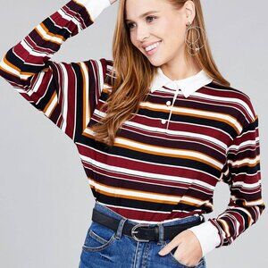 Ladies Plus size Striped Long Sleeve Blouse Size 1X